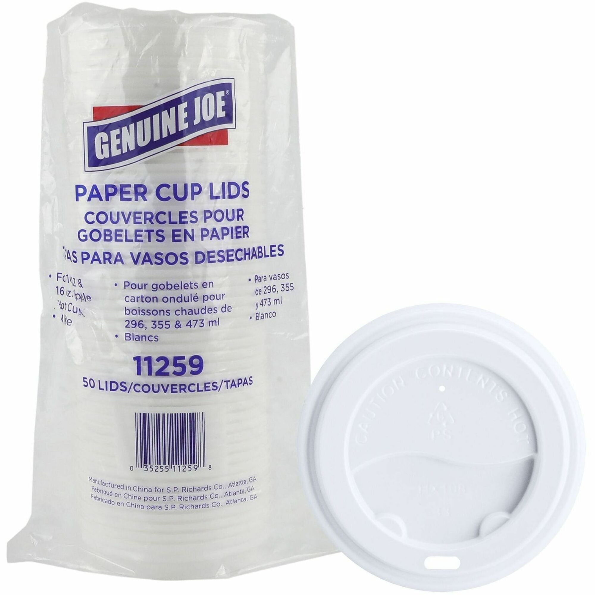 Genuine Joe Hot Cup Protective Lids - Polystyrene - 50 / Pack - White