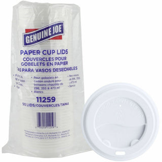 Genuine Joe Hot Cup Protective Lids - Polystyrene - 50 / Pack - White