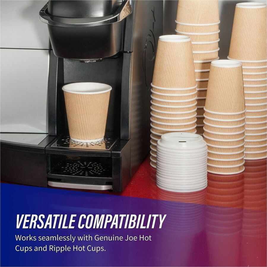 Genuine Joe Hot Cup Protective Lids - Polystyrene - 50 / Pack - White