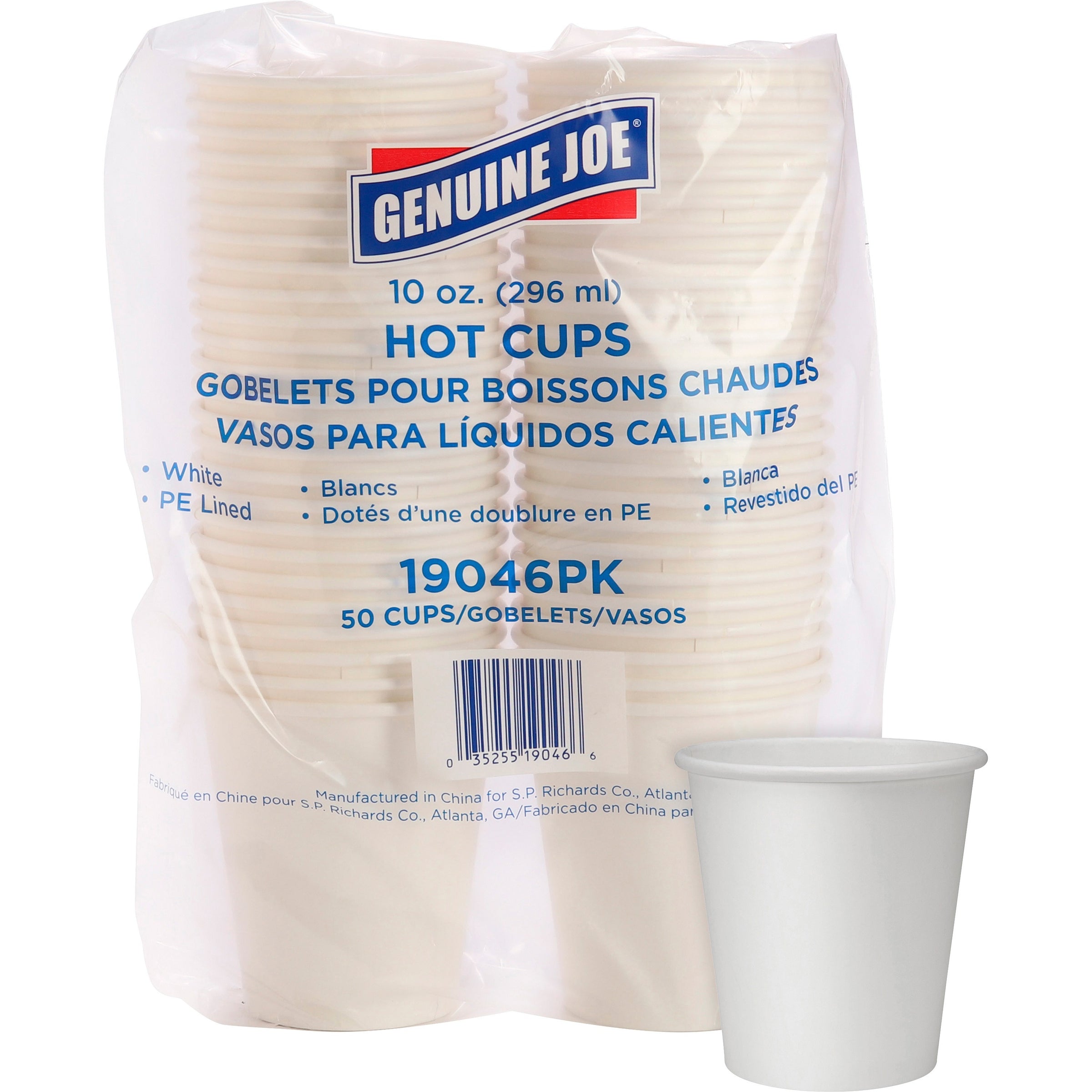 Genuine Joe 10 oz Disposable Hot Cups - 50 / Pack - White - Polyurethane - Beverage, Hot Drink