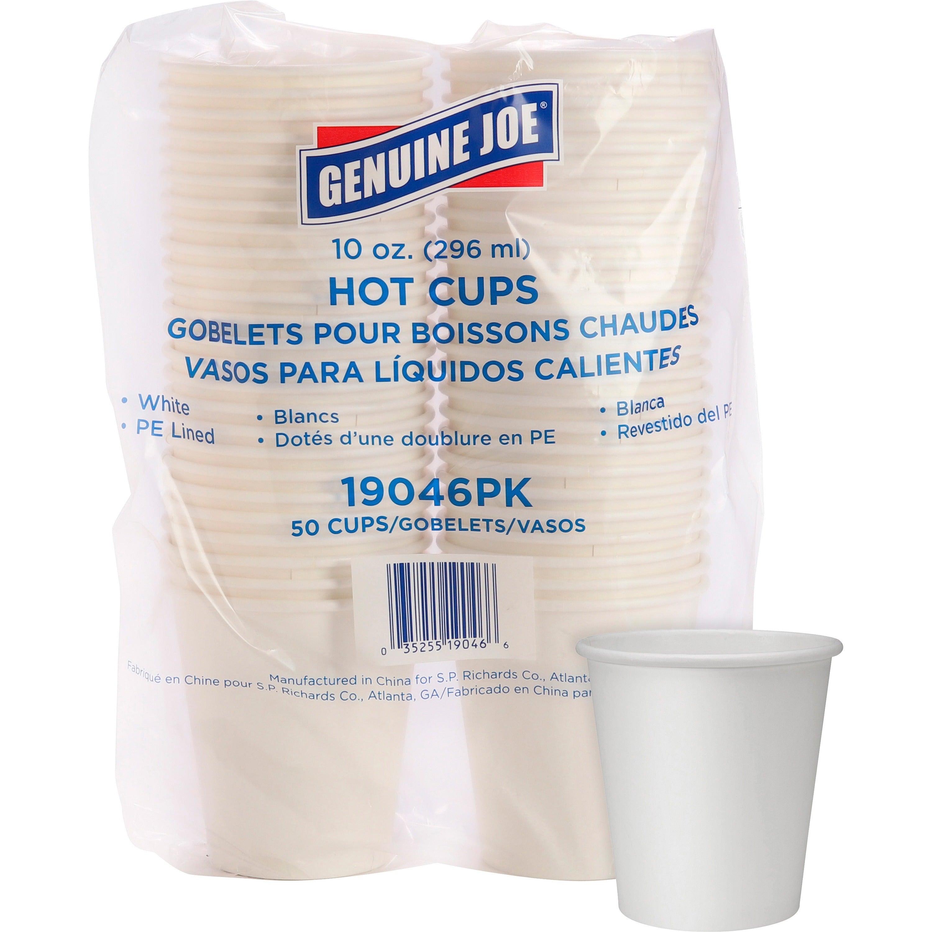 Genuine Joe 10 oz Disposable Hot Cups - 50 / Pack - White - Polyurethane - Beverage, Hot Drink