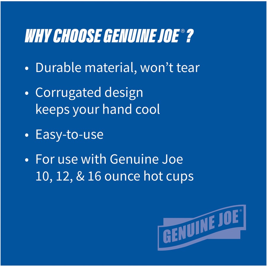 Genuine Joe Protective Corrugated Cup Sleeves - 50 / Pack - Brown