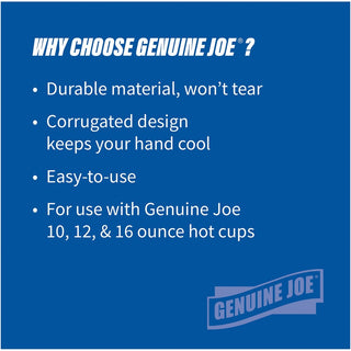 Genuine Joe Protective Corrugated Cup Sleeves - 50 / Pack - Brown