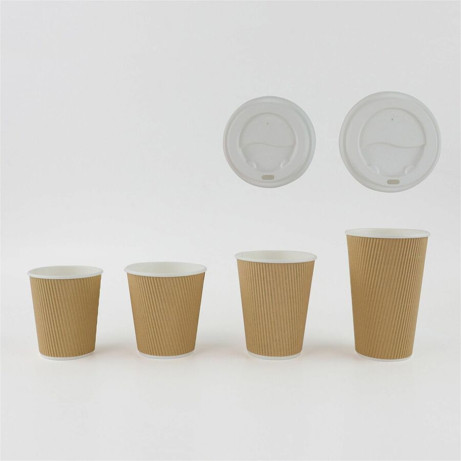 Genuine Joe 16 oz Rippled Hot Cups - 25.0 / Pack - 20 / Carton - Brown - Hot Drink, Beverage