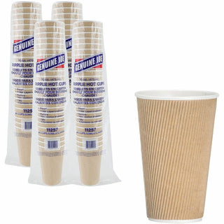Genuine Joe 16 oz Rippled Hot Cups - 25.0 / Pack - 20 / Carton - Brown - Hot Drink, Beverage