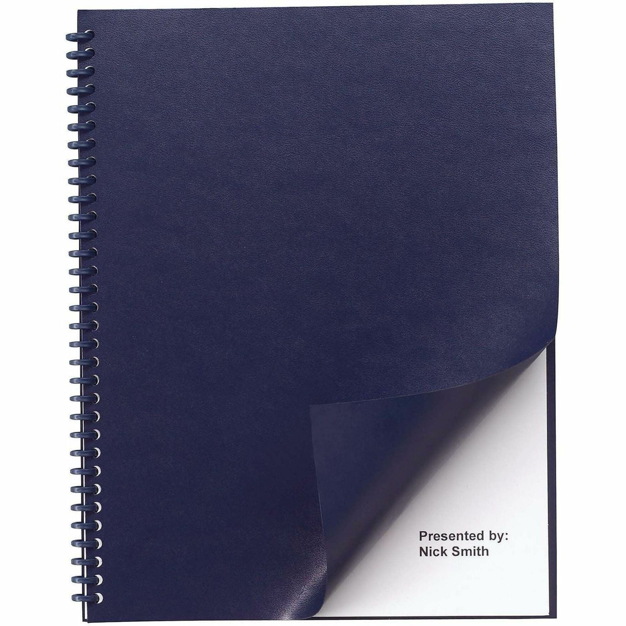 Leather-Look Presentation Covers for Binding Systems, Navy, 11.25 x 8.75, Unpunched, 100 Sets/Box