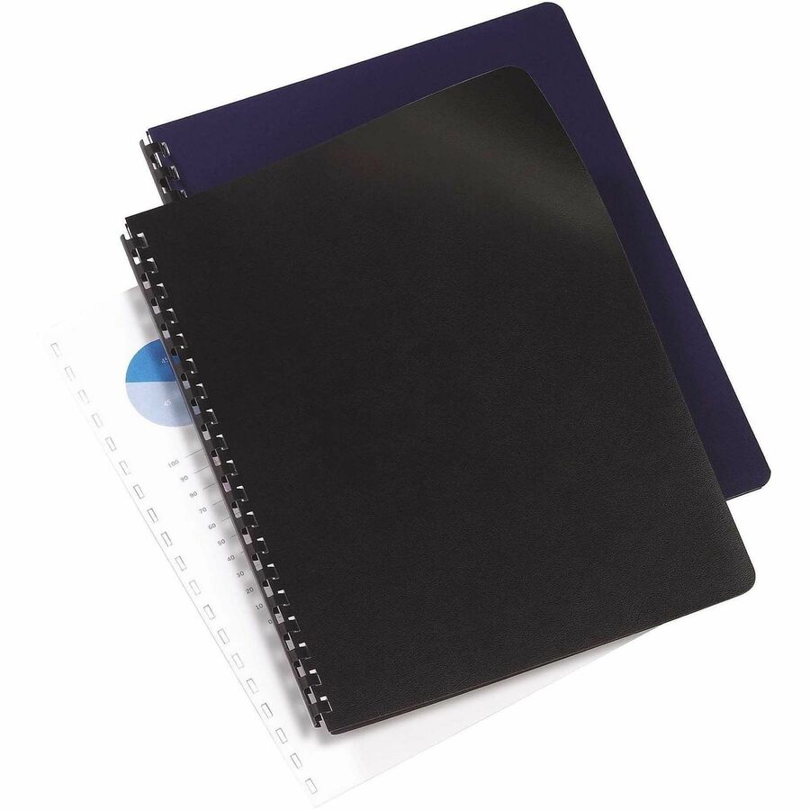 Leather-Look Presentation Covers for Binding Systems, Navy, 11.25 x 8.75, Unpunched, 100 Sets/Box