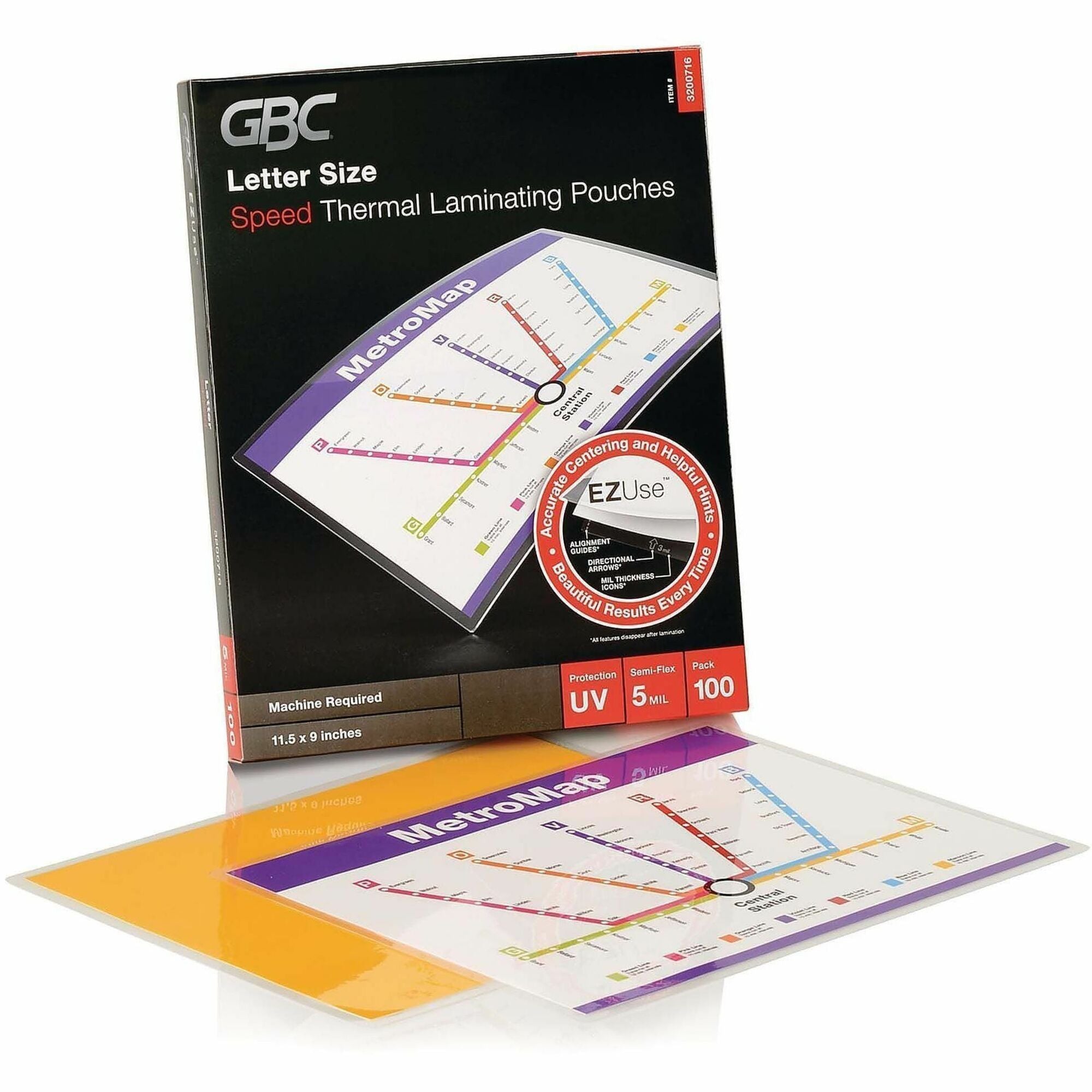 EZUse Thermal Laminating Pouches, 5 mil, 9" x 11.5", Gloss Clear, 100/Box