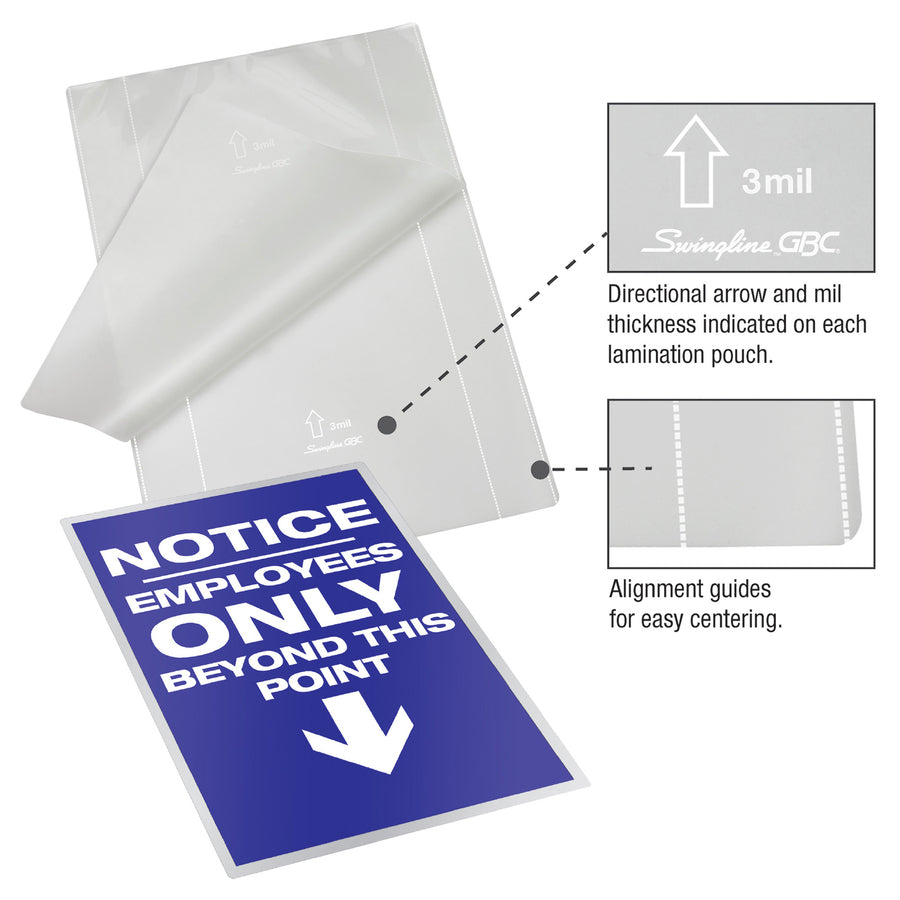 EZUse Thermal Laminating Pouches, 7 mil, 9" x 11.5", Gloss Clear, 100/Box - 5
