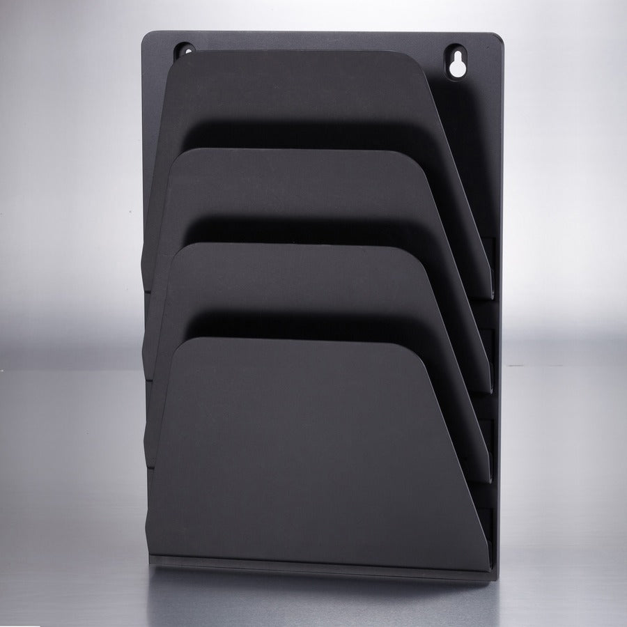 Wall File Holder, 7 Sections, Legal/Letter Size, 9.43" x 2.88" x 22.38", Black