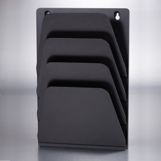 Wall File Holder, 7 Sections, Legal/Letter Size, 9.43" x 2.88" x 22.38", Black