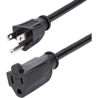 StarTech.com 3ft (1m) Power Extension Cord, NEMA5-15R to NEMA5-15P Black Extension Cord, 13A 125V, 16AWG, Computer Power Extension Cable - AC power extension cord 3ft/1m 16AWG power supply extension cable NEMA 5-15R to NEMA 5-15P connectors; 125V at