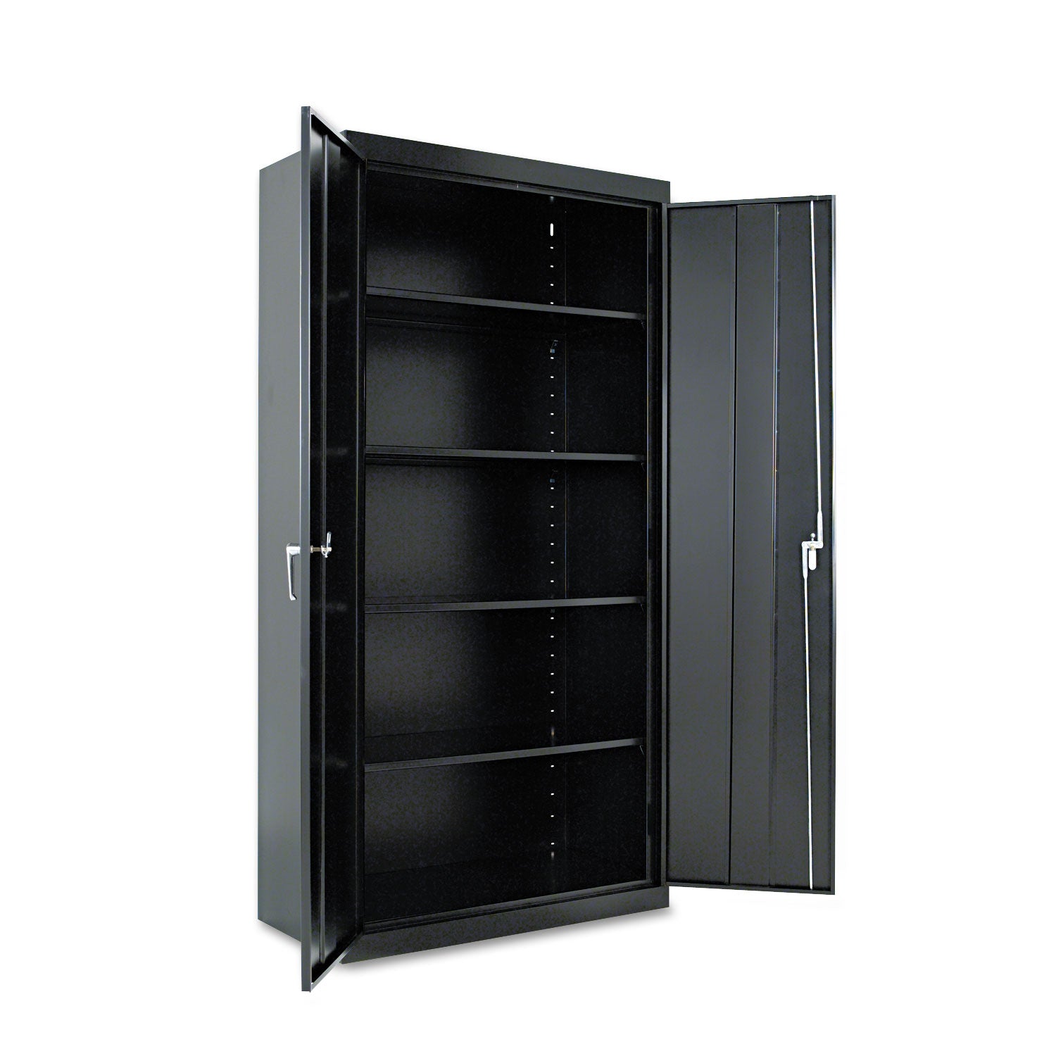 Assembled 72" High Heavy-Duty Welded Storage Cabinet, Four Adjustable Shelves, 36w x 18d, Black - 