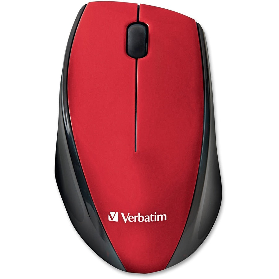 Verbatim Wireless Notebook Multi-Trac Blue LED Mouse - Red - Blue Optical - Wireless - Radio Frequency - Red - USB 2.0 - Scroll Wheel - 2 Button(s)