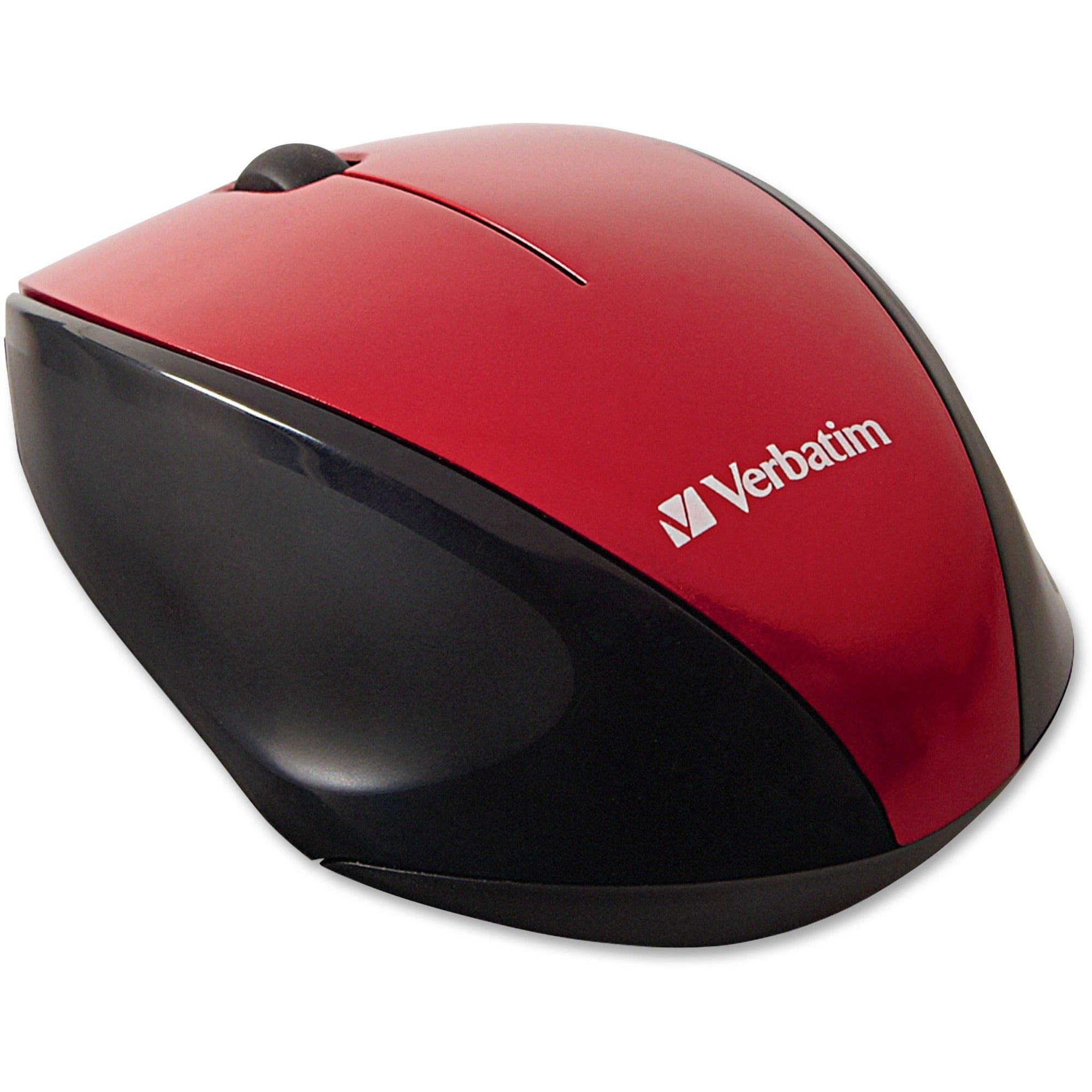 Verbatim Wireless Notebook Multi-Trac Blue LED Mouse - Red - Blue Optical - Wireless - Radio Frequency - Red - USB 2.0 - Scroll Wheel - 2 Button(s) - 