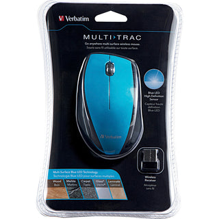 Verbatim Wireless Notebook Multi-Trac Blue LED Mouse - Blue - Blue Optical - Wireless - Radio Frequency - Blue - USB 2.0 - Scroll Wheel - 2 Button(s) - 