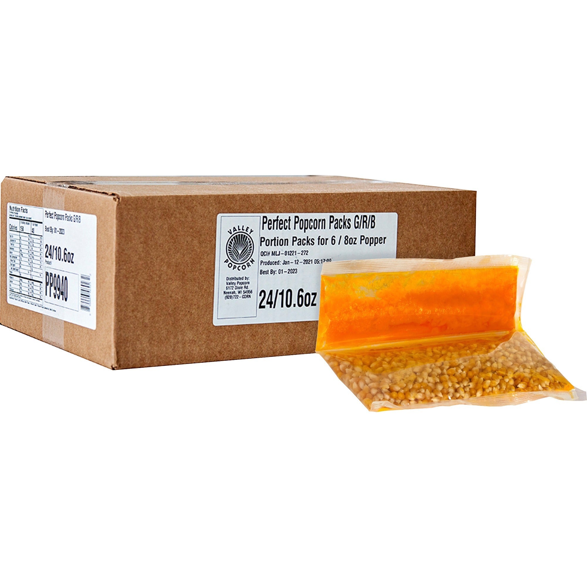 Valley Popcorn Perfect Pack Gold Popcorn Kit - Butter - 10.60 oz - 24 / Carton
