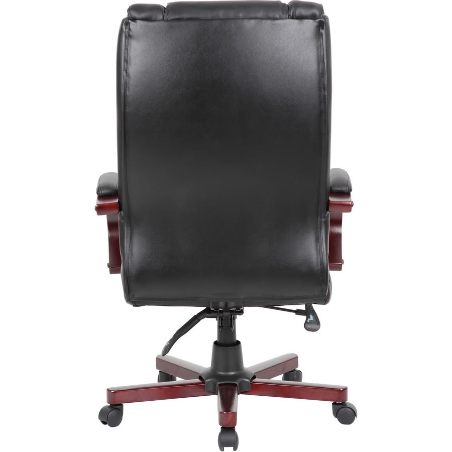 Boss Executive Chairs - Black Dacron Seat - 5-star Base - Mahogany - Wood - Armrest - 1 Each