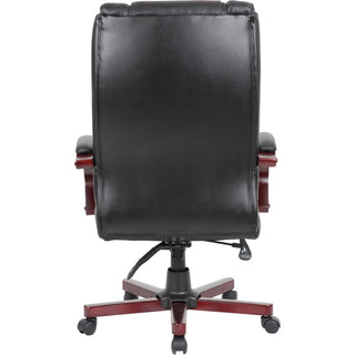Boss Executive Chairs - Black Dacron Seat - 5-star Base - Mahogany - Wood - Armrest - 1 Each