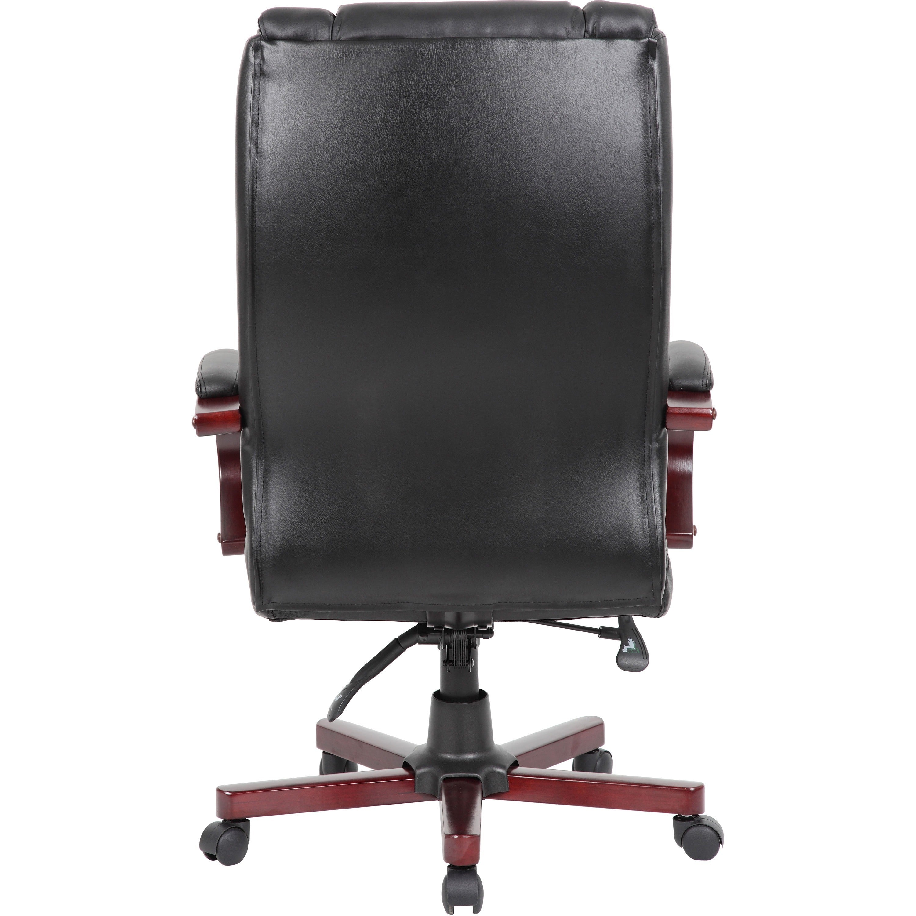 Boss Executive Chairs - Black Dacron Seat - 5-star Base - Mahogany - Wood - Armrest - 1 Each - 4