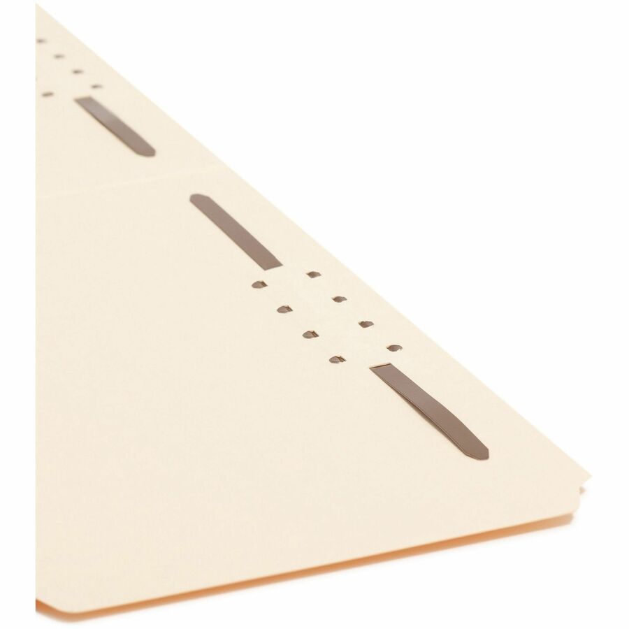 Smead 1/3 Tab Cut Legal Recycled Fastener Folder - 8 1/2" x 14" - 2 x 2K Fastener(s) - Top Tab Location - Assorted Position Tab Position - Manila - 10% Paper Recycled - 50 / Box