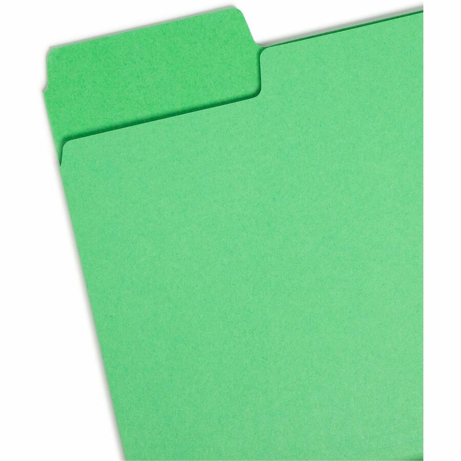 Smead SuperTab 1/3 Tab Cut Letter Recycled Top Tab File Folder - 8 1/2" x 11" - Top Tab Location - Assorted Position Tab Position - Blue, Red, Green, Yellow - 10% Paper Recycled - 24 / Pack
