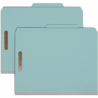 Smead 2/5 Tab Cut Letter Recycled Classification Folder - 3" Folder Capacity - 8 1/2" x 11" - 3" Expansion - 2 x 2K Fastener(s) - Top Tab Location - Right of Center Tab Position - 3 Divider(s) - Blue - 100% Paper Recycled - 10 / Box