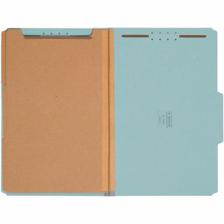 Smead 2/5 Tab Cut Legal Recycled Classification Folder - 3" Folder Capacity - 8 1/2" x 14" - 3" Expansion - 2 x 2K Fastener(s) - Top Tab Location - Right of Center Tab Position - 3 Divider(s) - Pressboard - Blue - 100% Paper Recycled - 10 / Box