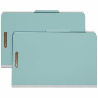 Smead 2/5 Tab Cut Legal Recycled Classification Folder - 3" Folder Capacity - 8 1/2" x 14" - 3" Expansion - 2 x 2K Fastener(s) - Top Tab Location - Right of Center Tab Position - 3 Divider(s) - Pressboard - Blue - 100% Paper Recycled - 10 / Box