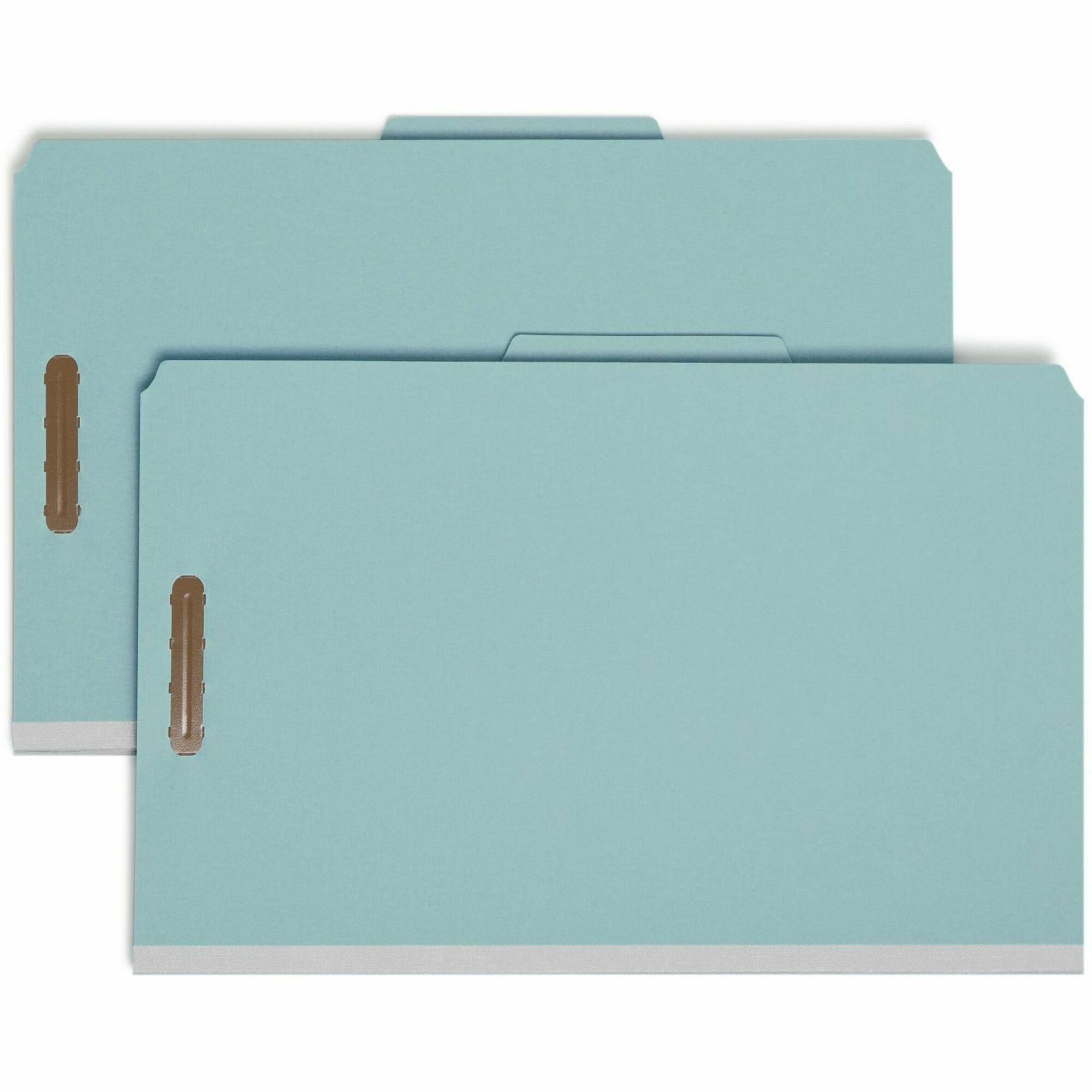 Smead 2/5 Tab Cut Legal Recycled Classification Folder - 3" Folder Capacity - 8 1/2" x 14" - 3" Expansion - 2 x 2K Fastener(s) - Top Tab Location - Right of Center Tab Position - 3 Divider(s) - Pressboard - Blue - 100% Paper Recycled - 10 / Box