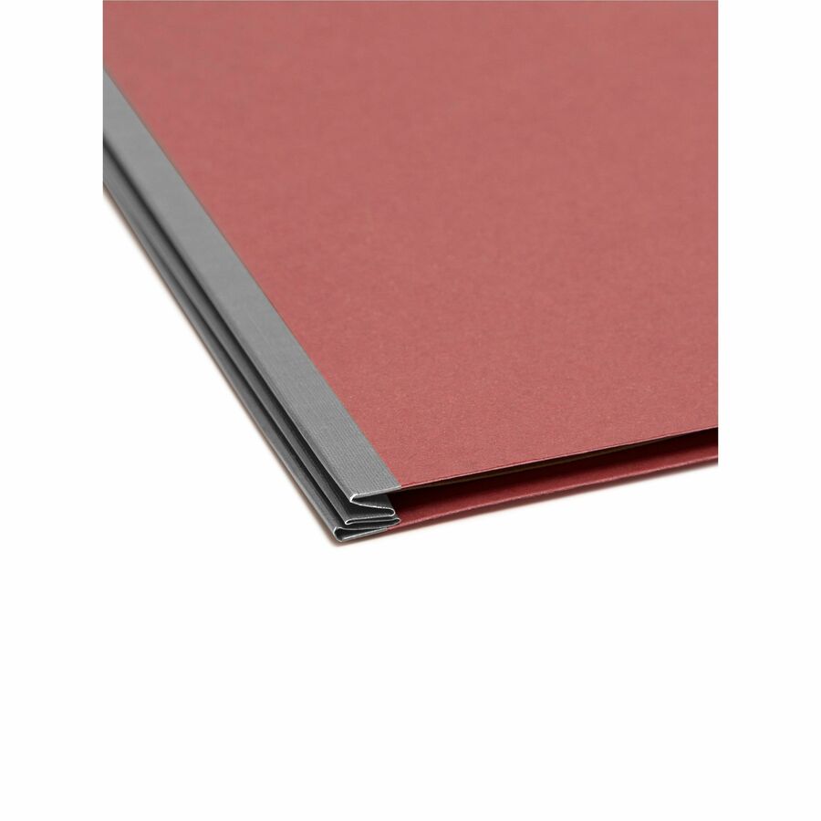 Recycled Pressboard Classification Folders, 3" Expansion, 3 Dividers, 8 Fasteners, Legal Size, Red Exterior, 10/Box