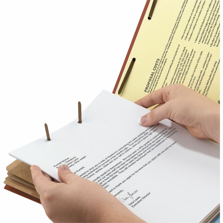 Recycled Pressboard Classification Folders, 3" Expansion, 3 Dividers, 8 Fasteners, Legal Size, Red Exterior, 10/Box