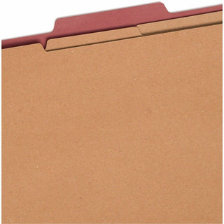 Recycled Pressboard Classification Folders, 3" Expansion, 3 Dividers, 8 Fasteners, Legal Size, Red Exterior, 10/Box