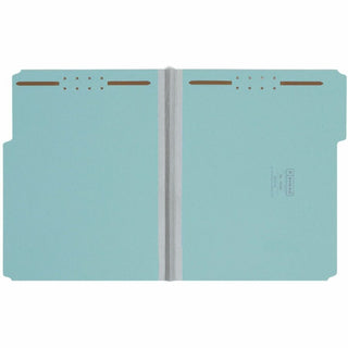 Smead 1/3 Tab Cut Letter Recycled Fastener Folder - 8 1/2" x 11" - 125 Sheet Capacity - 1" Expansion - 2 x 2K Fastener(s) - Assorted Position Tab Position - Pressboard - Blue - 100% Recycled - 25 / Box
