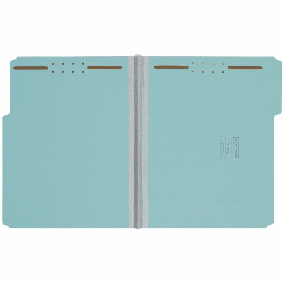 Smead 1/3 Tab Cut Letter Recycled Fastener Folder - 8 1/2" x 11" - 125 Sheet Capacity - 1" Expansion - 2 x 2K Fastener(s) - Assorted Position Tab Position - Pressboard - Blue - 100% Recycled - 25 / Box