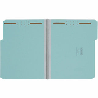 Smead 1/3 Tab Cut Letter Recycled Fastener Folder - 8 1/2" x 11" - 125 Sheet Capacity - 1" Expansion - 2 x 2K Fastener(s) - Assorted Position Tab Position - Pressboard - Blue - 100% Recycled - 25 / Box
