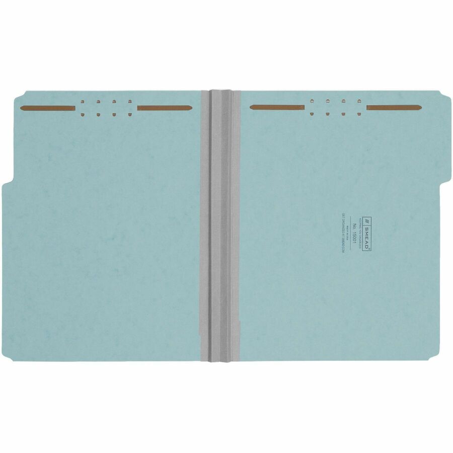 Smead 1/3 Tab Cut Letter Recycled Fastener Folder - 8 1/2" x 11" - 250 Sheet Capacity - 2" Expansion - 2 x 2K Fastener(s) - Assorted Position Tab Position - Pressboard - Blue - 100% Recycled - 25 / Box