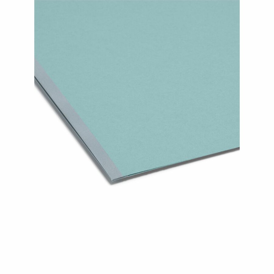 Smead 1/3 Tab Cut Letter Recycled Fastener Folder - 8 1/2" x 11" - 250 Sheet Capacity - 2" Expansion - 2 x 2K Fastener(s) - Assorted Position Tab Position - Pressboard - Blue - 100% Recycled - 25 / Box