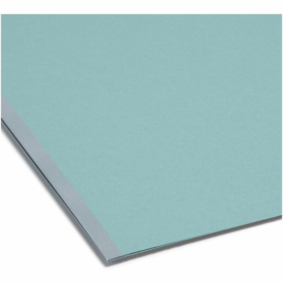 Smead 1/3 Tab Cut Letter Recycled Fastener Folder - 8 1/2" x 11" - 250 Sheet Capacity - 2" Expansion - 2 x 2K Fastener(s) - Assorted Position Tab Position - Pressboard - Blue - 100% Recycled - 25 / Box
