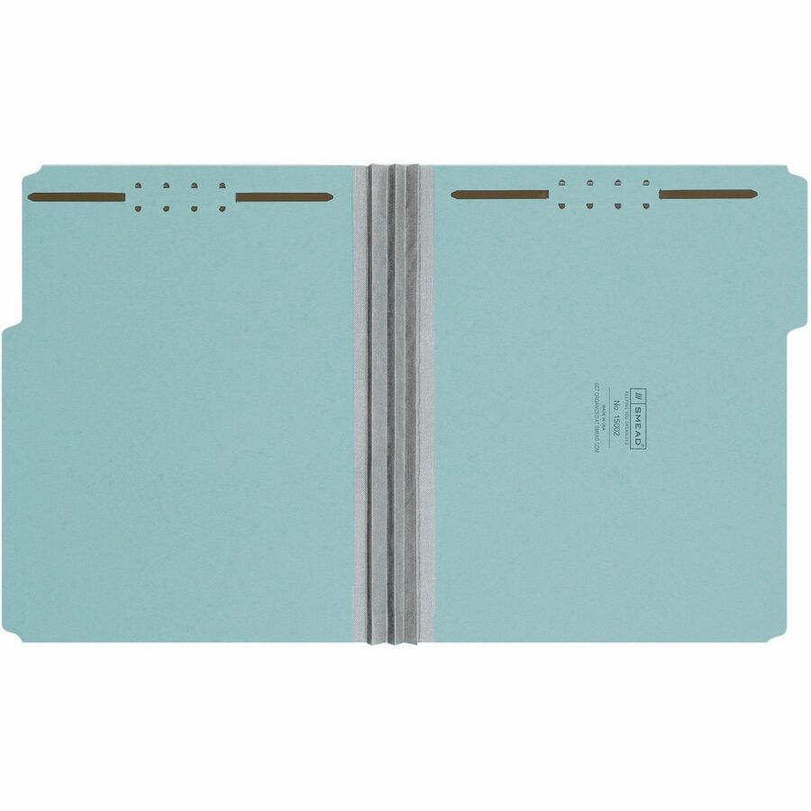 Smead 1/3 Tab Cut Letter Recycled Fastener Folder - 8 1/2" x 11" - 350 Sheet Capacity - 3" Expansion - 2 x 2K Fastener(s) - Assorted Position Tab Position - Pressboard - Blue - 100% Recycled - 25 / Box