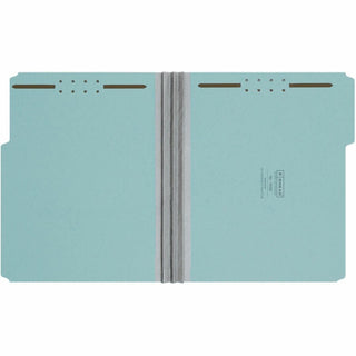 Smead 1/3 Tab Cut Letter Recycled Fastener Folder - 8 1/2" x 11" - 350 Sheet Capacity - 3" Expansion - 2 x 2K Fastener(s) - Assorted Position Tab Position - Pressboard - Blue - 100% Recycled - 25 / Box