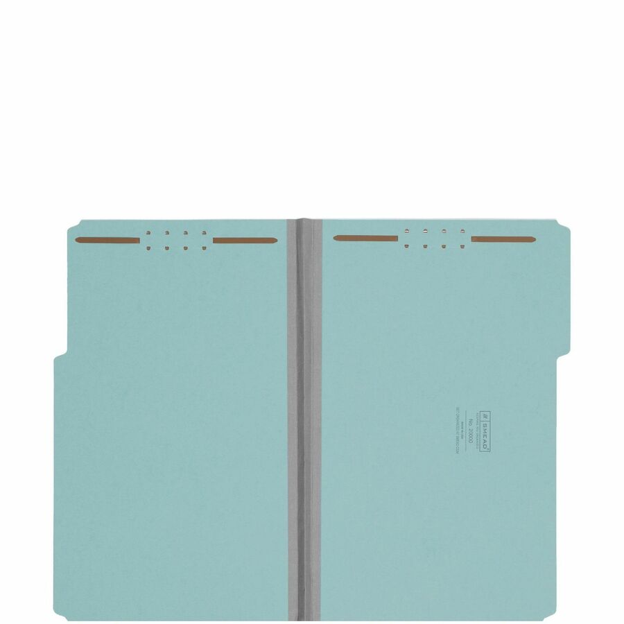 Smead 1/3 Tab Cut Legal Recycled Fastener Folder - 9 1/2" x 14 5/8" - 125 Sheet Capacity - 1" Expansion - 2 x 2K Fastener(s) - Folder - Assorted Position Tab Position - Pressboard - Blue - 100% Recycled - 25 / Box