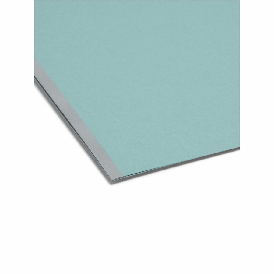 Smead 1/3 Tab Cut Legal Recycled Fastener Folder - 9 1/2" x 14 5/8" - 125 Sheet Capacity - 1" Expansion - 2 x 2K Fastener(s) - Folder - Assorted Position Tab Position - Pressboard - Blue - 100% Recycled - 25 / Box