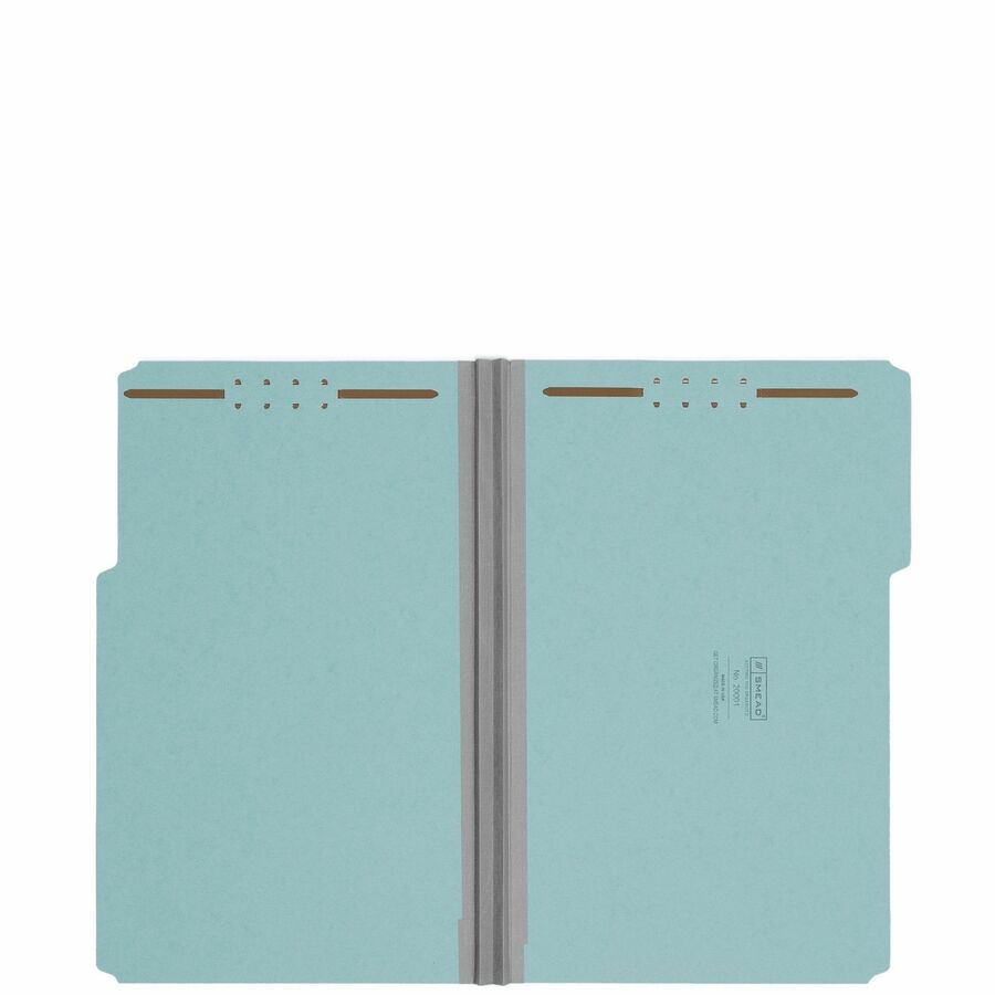 Smead 1/3 Tab Cut Legal Recycled Fastener Folder - 9 1/2" x 14 5/8" - 250 Sheet Capacity - 2" Expansion - 2 x 2K Fastener(s) - Folder - Assorted Position Tab Position - Pressboard - Blue - 100% Recycled - 25 / Box