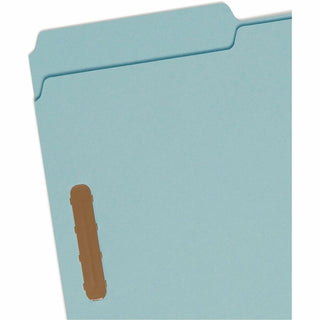 Smead 1/3 Tab Cut Legal Recycled Fastener Folder - 9 1/2" x 14 5/8" - 350 Sheet Capacity - 3" Expansion - 2 x 2K Fastener(s) - Folder - Assorted Position Tab Position - Pressboard - Blue - 100% Recycled - 25 / Box