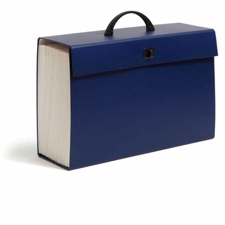 Expanding File Box, 16.63" Expansion, 19 Sections, Twist-Lock Latch Closure, 2/5-Cut Tabs, Legal Size, Blue