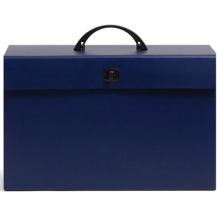 Expanding File Box, 16.63" Expansion, 19 Sections, Twist-Lock Latch Closure, 2/5-Cut Tabs, Legal Size, Blue