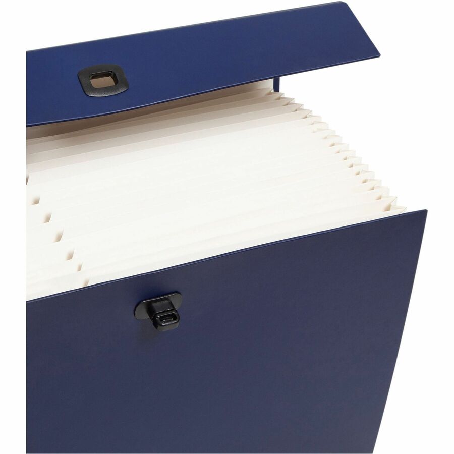 Expanding File Box, 16.63" Expansion, 19 Sections, Twist-Lock Latch Closure, 2/5-Cut Tabs, Legal Size, Blue