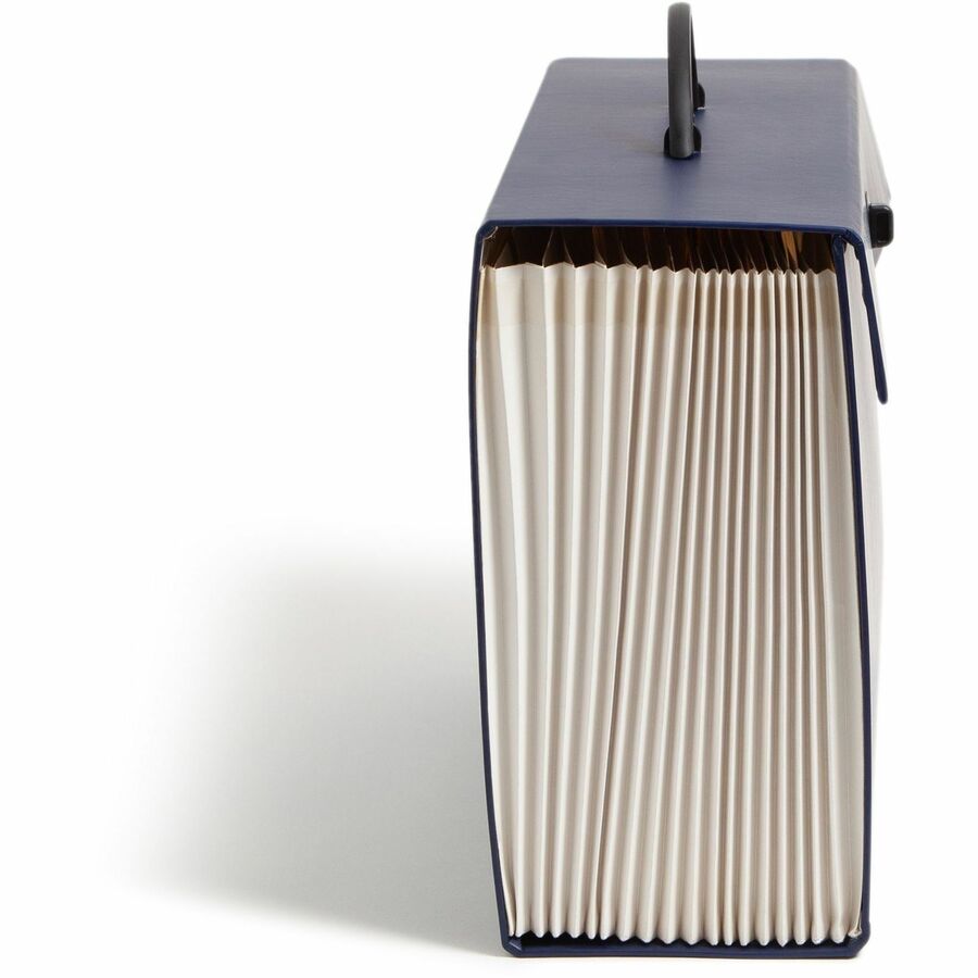 Expanding File Box, 16.63" Expansion, 19 Sections, Twist-Lock Latch Closure, 2/5-Cut Tabs, Legal Size, Blue