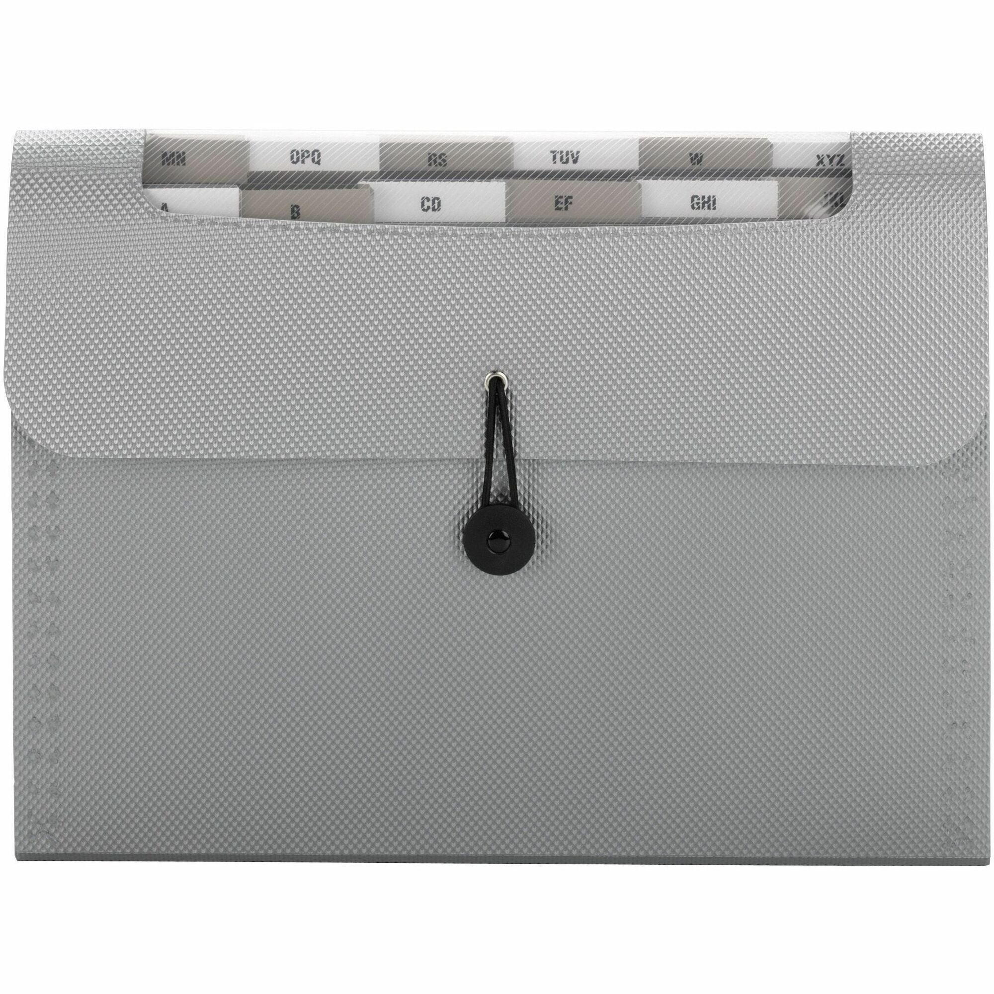 Step Index Organizer, 12 Sections, Cord/Hook Closure, 1/6-Cut Tabs, Letter Size, Silver